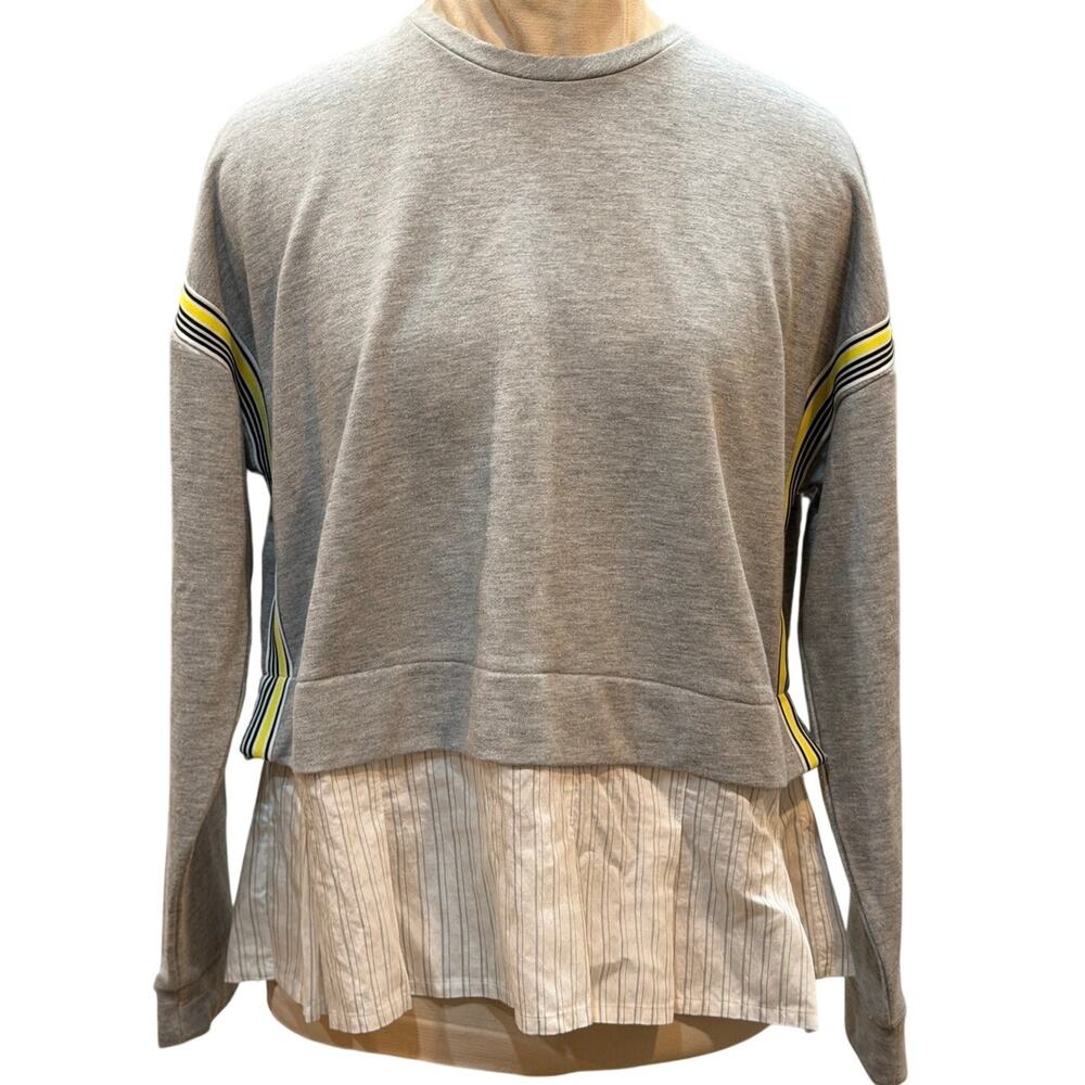 Maeve Sweatshirt Blouse Gray Layered Stripe Detail Women’s XXS - Picture 3 of 10